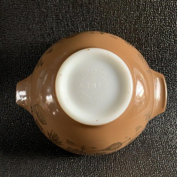 PYREX Early American Cinderella Nesting Bowl 442 1 1/2 Qt Gold on Brown - Picture 9 of 12